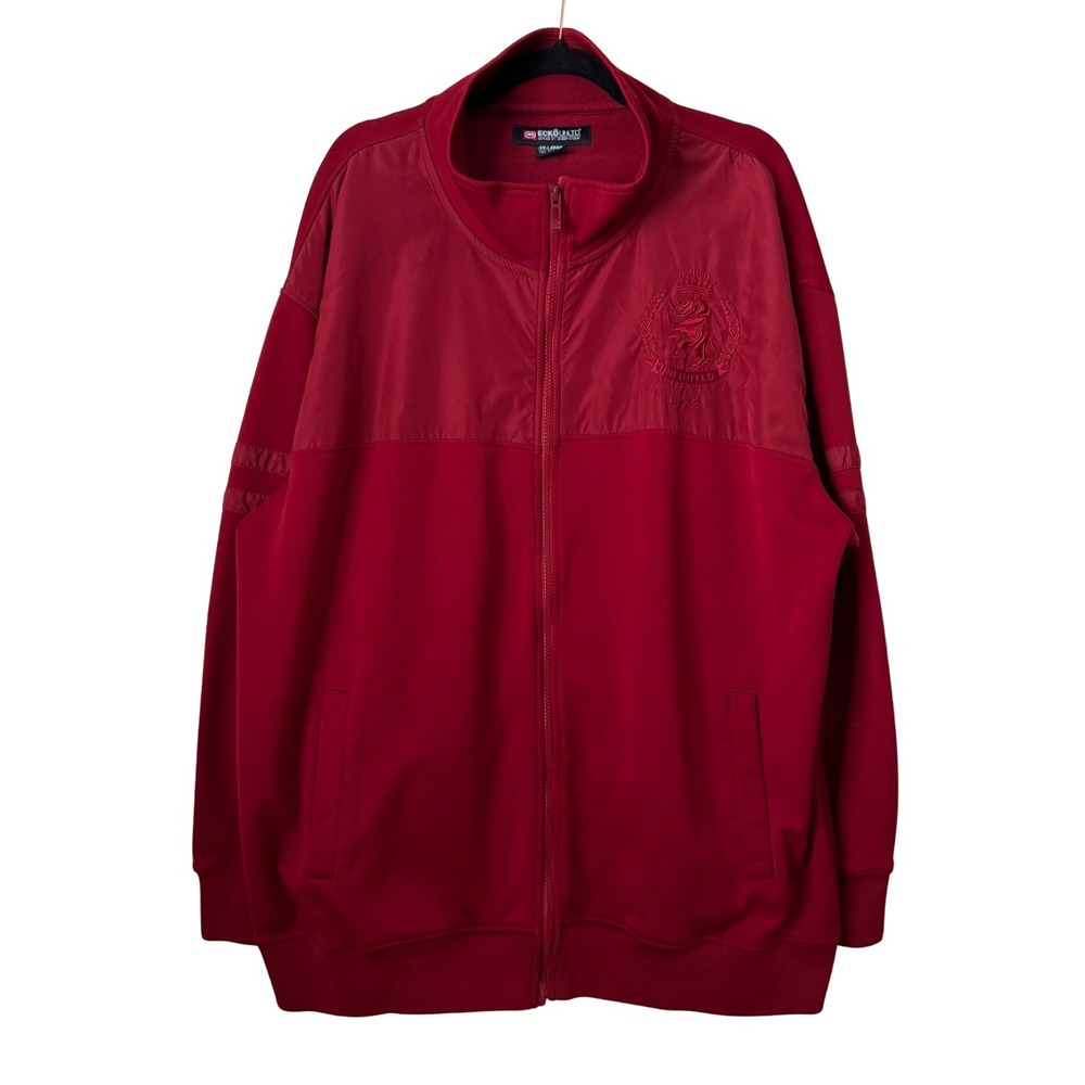 Vintage Y2K Ecko Unltd Rhino Crest Embroidered Track Jacket Mens 3XL Red Grunge